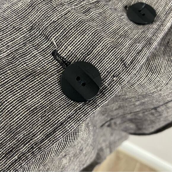 Flax Linen Jacket Gray Button Front Boxy Lagenlook Oversized Artisanal Small - Picture 9 of 13
